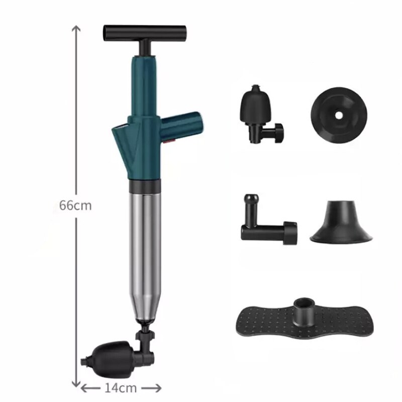 Sewer Dredge Clogged Remover Pipe Toilet Plungers Drain Blaster High Pressure Cleaner Manual Air Drain Pneumatic Dredge Tools: style 2 Green