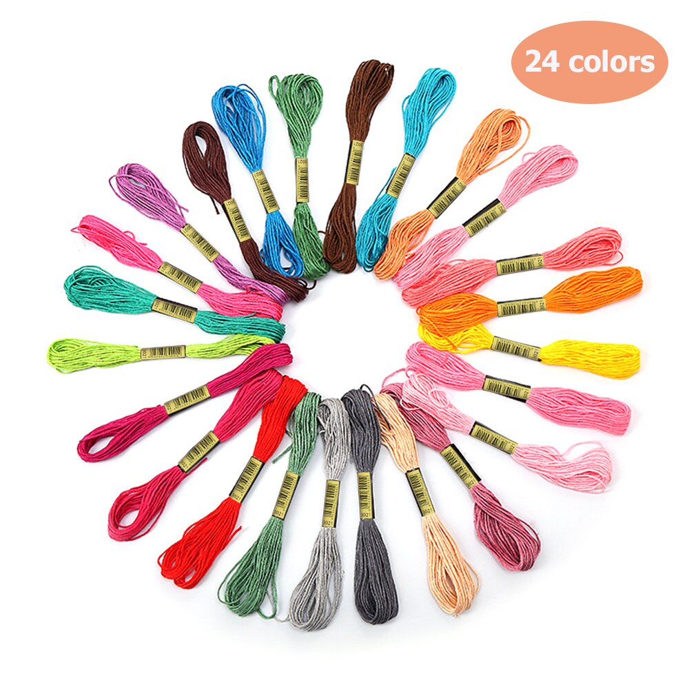 Multi Colors Cross Stitch Cotton Embroidery Thread Floss Sewing Skeins Random Color Cross Stitch DIY Sewing Cross Stitch Thread: 24 Random Color