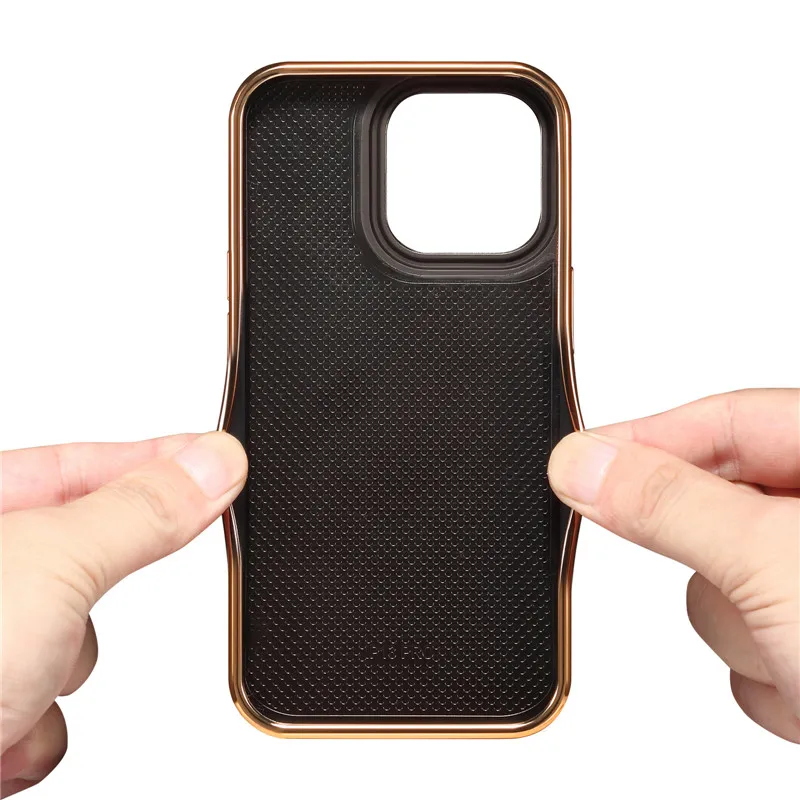 Eucagr Luxus Echt ledertasche für iPhone 15 Pro Max stoß feste Silikon Handy hülle für iPhone 15 14 13 12 Pro Max Plus