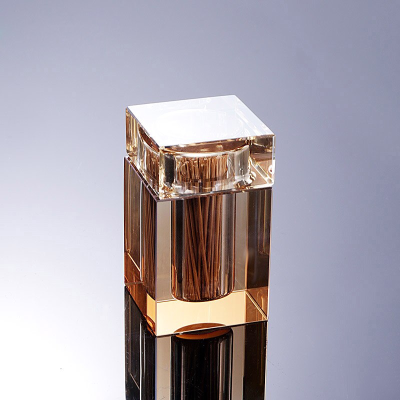 Boîte de rangement de cure-dents en verre, boîte créative de coton-tige, salle de bains, organisateur de coton-tige, décoration de bureau ZH671: Colour 1 gold