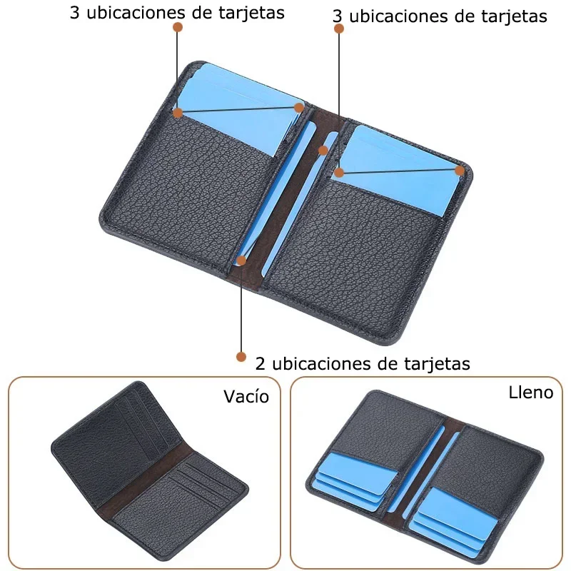 Práctica cartera plegable para hombre, tarjetero de cuero suave, Mini tarjeteros, billeteras, tarjetero fino, bolsos pequeños para mujeres y hombres