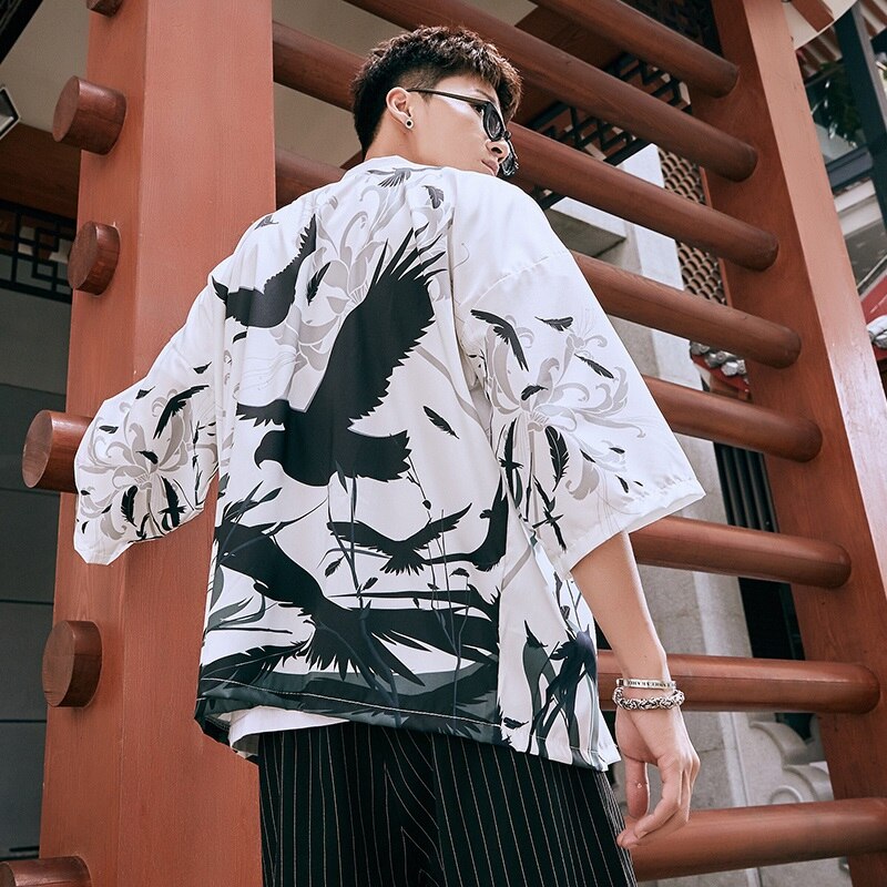 Japanse Kimono Man Yukata Haori Vest Mannen Samurai Kleding Kimono Jas Heren Kimono Streetwear Mannen Japanse Blouse Shirt
