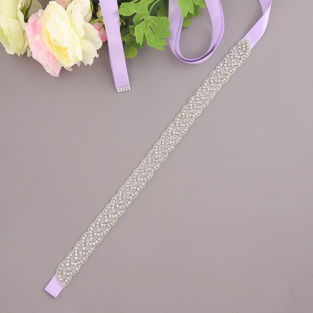 Handgemaakte strass bruidsaccessoires riem trouwjurk riem huwelijksriem bruidslint riem bruidssjerp gala riem scs 216- s: Lavendel