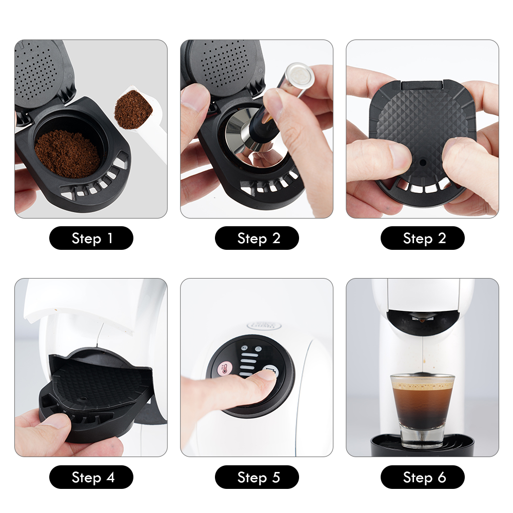 Icafilas påfyllbar adapter dolce velbehag kaffekapsel melkekapsel tømret kaffekapsel i rustfritt stål til geino-maskin