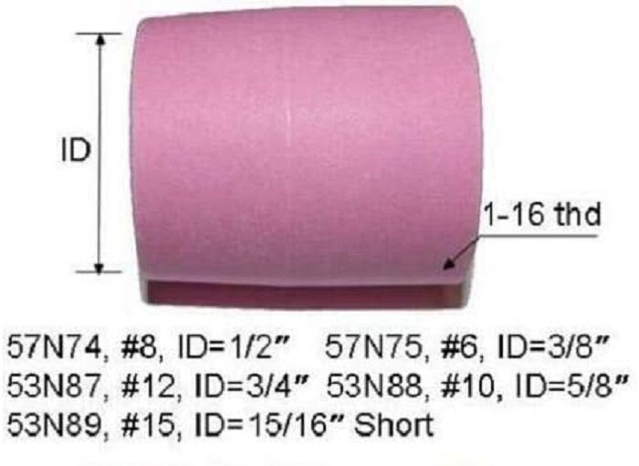 Large TIG Gas Lens Alumina Nozzle Ceramic Cups Kit 53N87#12 53N88#10 53N89#15 57N74#8 57N75#6 Fit SR DB TIG Welding ToTorch 10pk