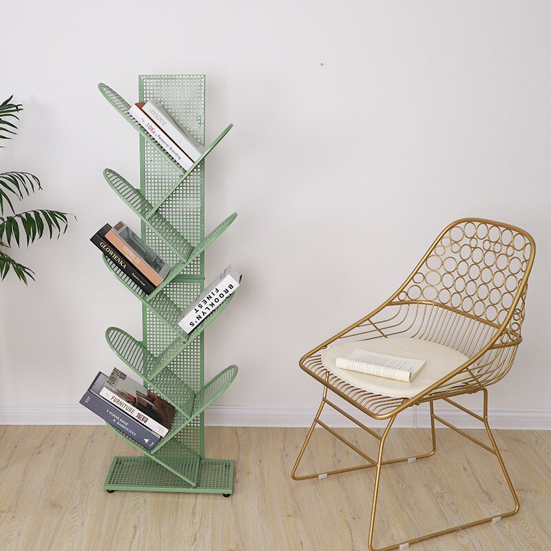 Wrought Iron Tree-shaped Bookshelf Multi-layer Floor Bookcase For Living Room Study Office Simple Bookshelf