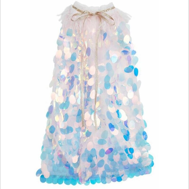 Baby pige havfrue kappe gradient kvast dekoration glitter paillet fødselsdagsfest cosplay kostume