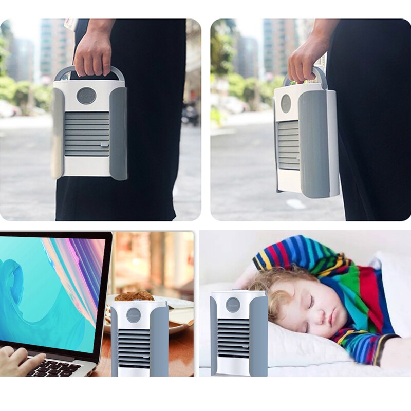 Spot Rechargeable Water-cooled Air Conditioner Portable Mini Air Cooler Humidifier Cooling Fan for Home Office Hogard