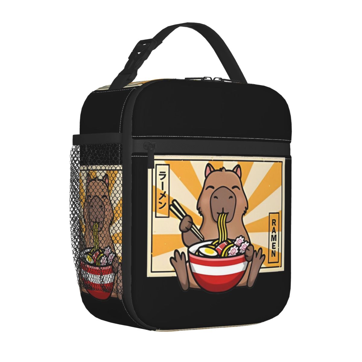 Don't Worry Be Capybara Insulated Lunch Bags Portable Reusable Cooler Bag Tote Lunch Box College Picnic Bento Pouch: Gold