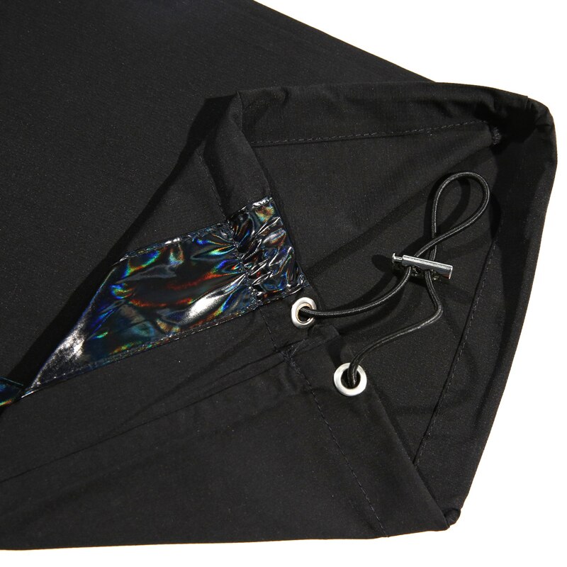 Pantalones negros brillantes charol Cargo bolsillos hombres Streetwear Harajuku pantalones de Harem con cordón ajustable cinta Joggers HipHop pantalones de chándal
