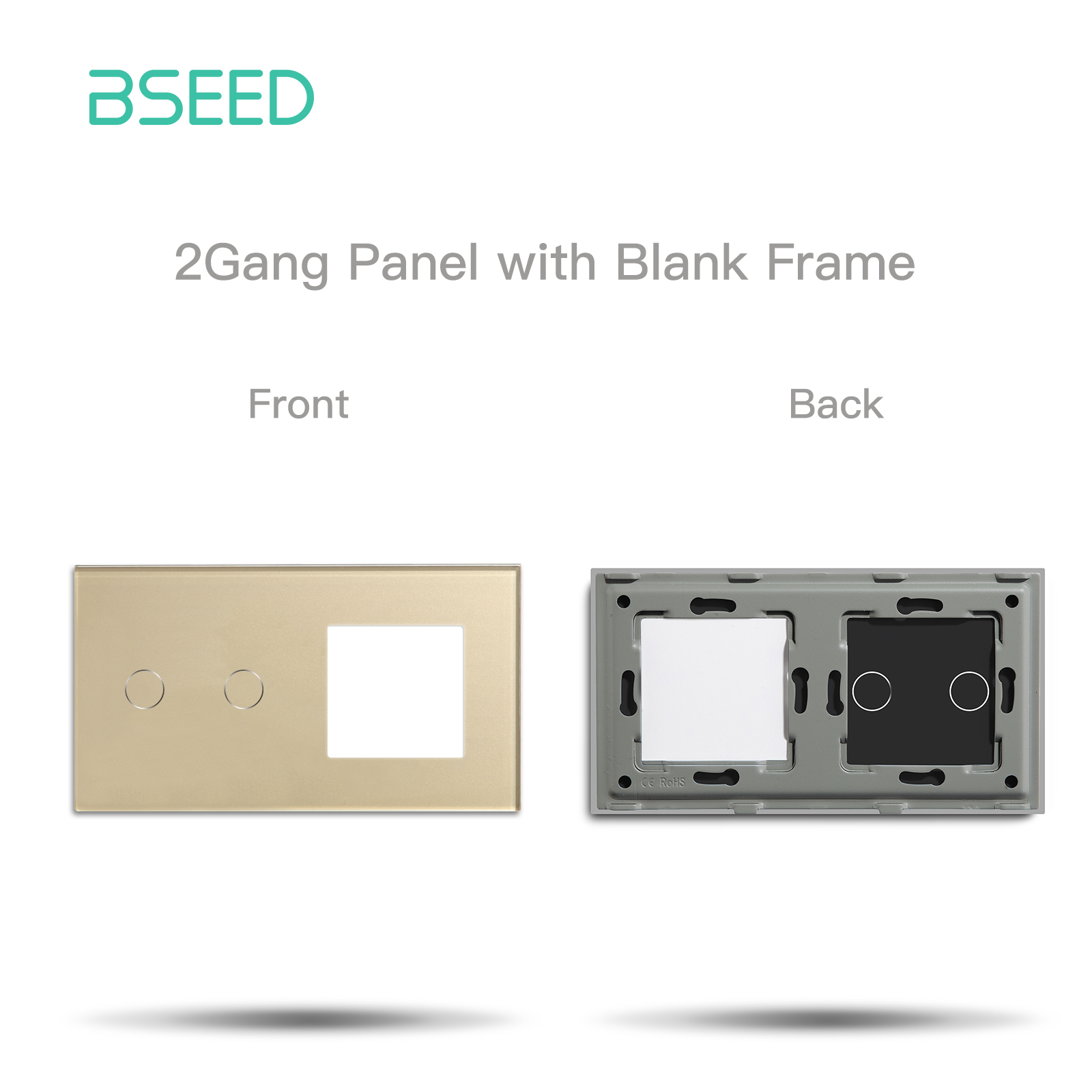 BSEED 157mm EU Standard Crystal Glass Panel Frame For Light Touch Switch Sockets DIY Double Wall Frame With Metal Base Included: Pink