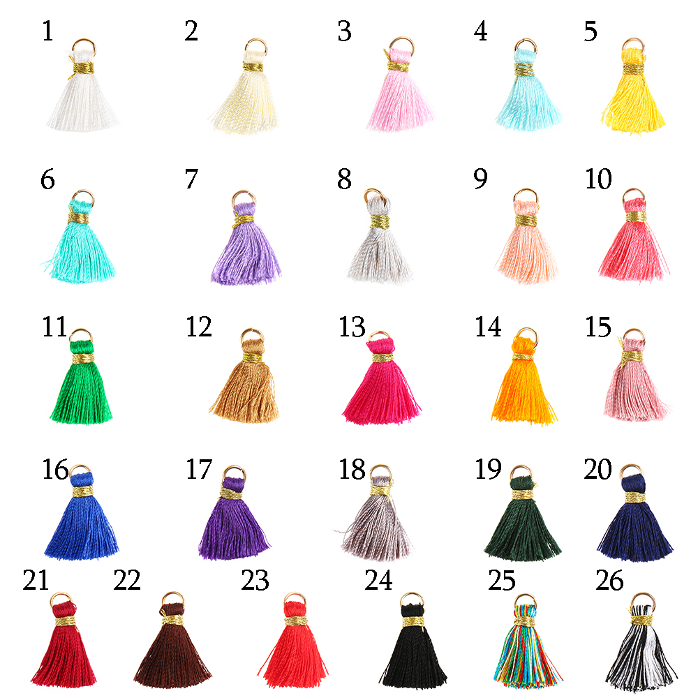 10 sztuk/partia 2cm mini jedwabiście frędzle kolorowe mały kutas robić tworzenia biżuterii materiały krawieckie domu dekoracja zasłony DIY sztuka i rękodzieło