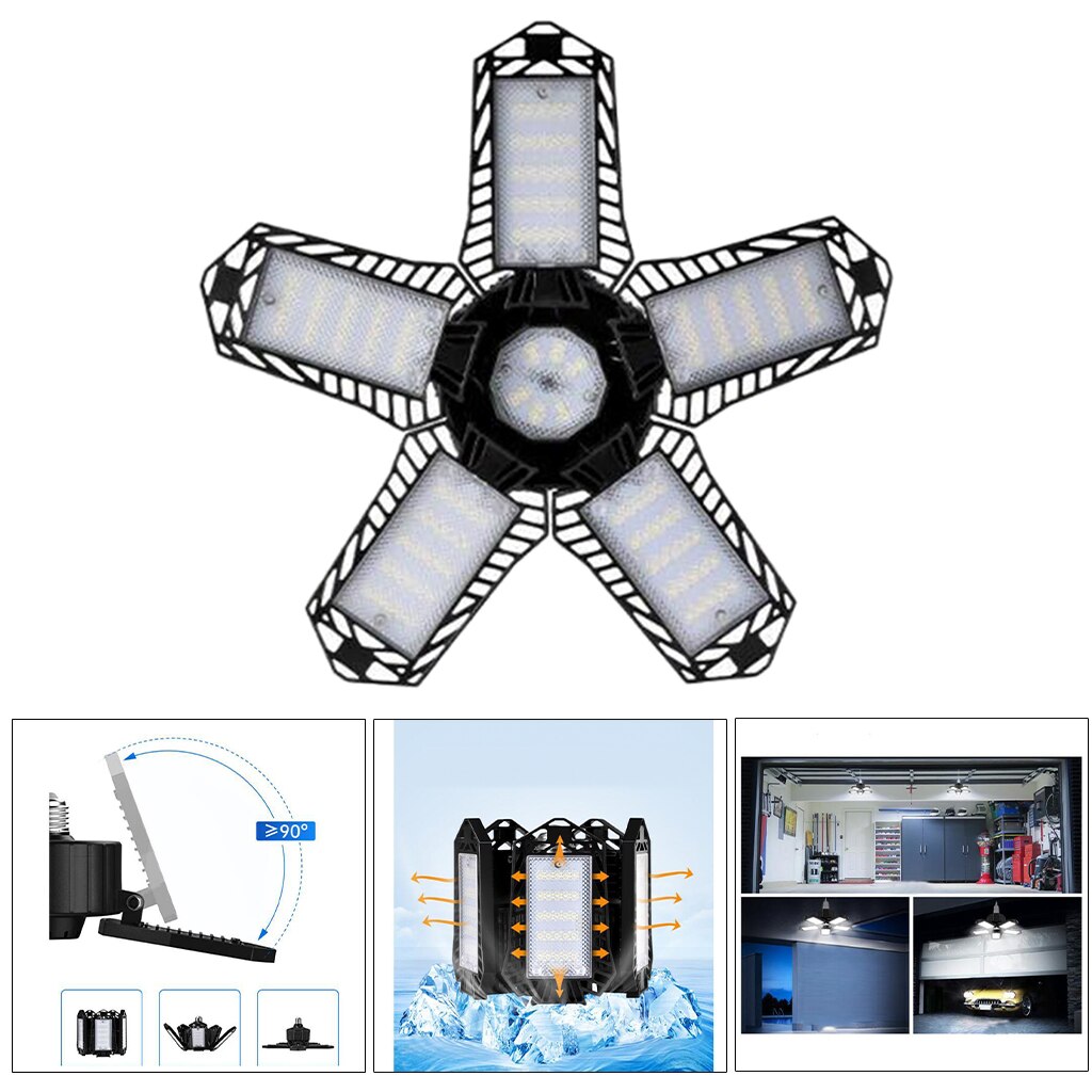 LED Garage Lights Deformable Ceiling Lights Fixture Lamp Warehouse Workshop