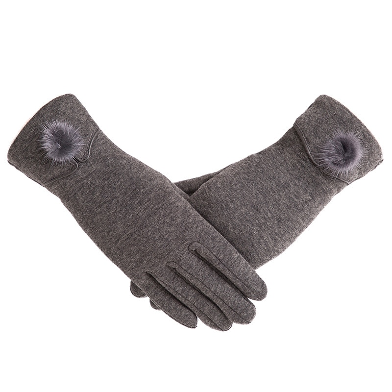 Vrouwelijke Herfst Winter Niet-ge Ïnverteerde Fluwelen Kasjmier Volledige Vinger Warm Lace Hairball Handschoenen Vrouwen Katoen Touch Screen Handschoenen g82