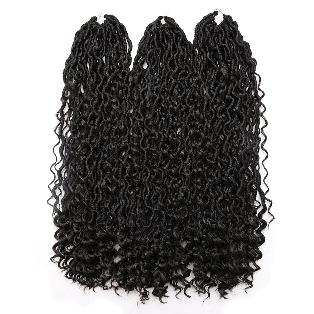 Goddess Locs Crochet Hair Faux Locs Wavy Crochet Curly Hair Faix Locs Crochet with Curly Ends River Curls Crochet Hair: 1B