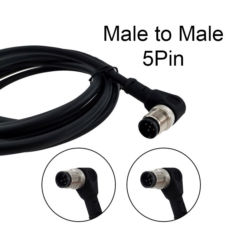 M12 sensor connector cable double head waterproof line male female 2m wire waterproof 4Pin 5Pin 8Pin sensor connectors: Angle M to M 5 p