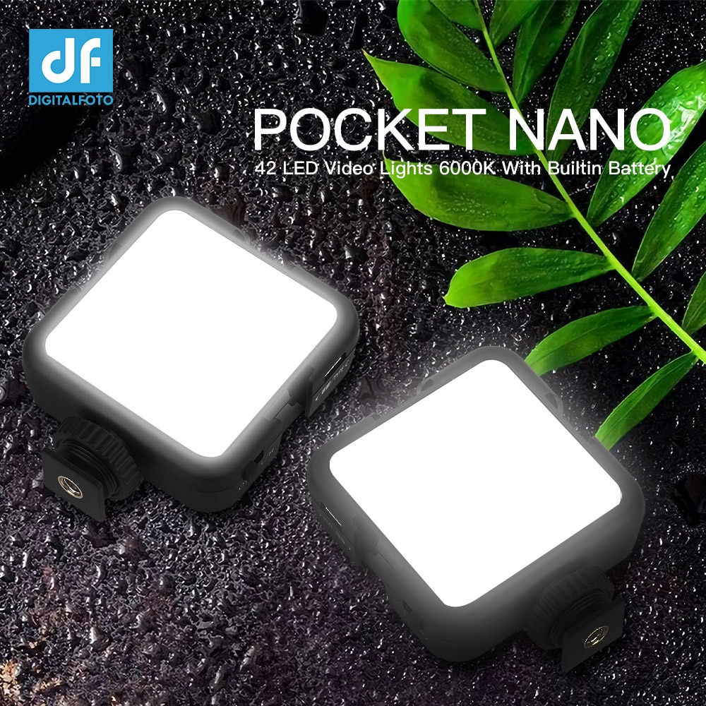 Mini luzes de vídeo led nano 42 de bolso, 6000k com bateria embutida para fotógrafo, estúdio, vlogging