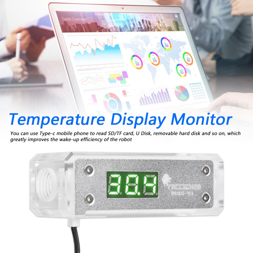 RGB Acrylic Water Cooler Block Temperature Display Monitor Tester Temperature Sensor for PC Computer Liquid Cooling System