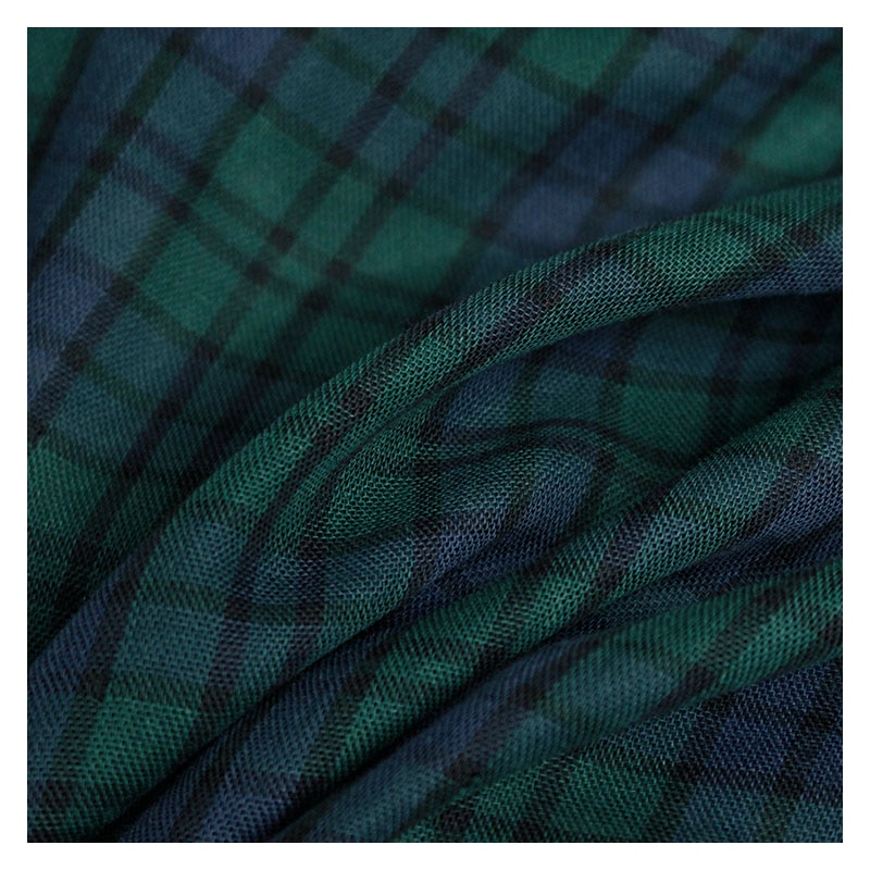 Pearlsilk bleu vert Plaid imprimé Double pont coton lin Voile matériaux robe d'été bricolage vêtements tissus