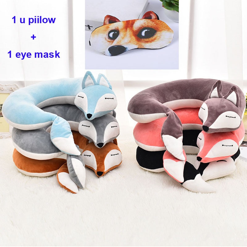 Schöne Fuchs Tier Baumwolle Plüsch U Form Hals Kissen Reise Auto Nach Hause Kissen Nickerchen Cartoon U Form Kissen für Flug flugzeug Reise
