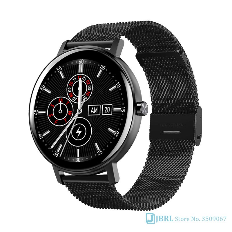 Banda inteligente redonda dos homens das mulheres pulseira inteligente rastreador de fitness para android ios smartband superior toque completo pulseira de pulso inteligente banda: steel black