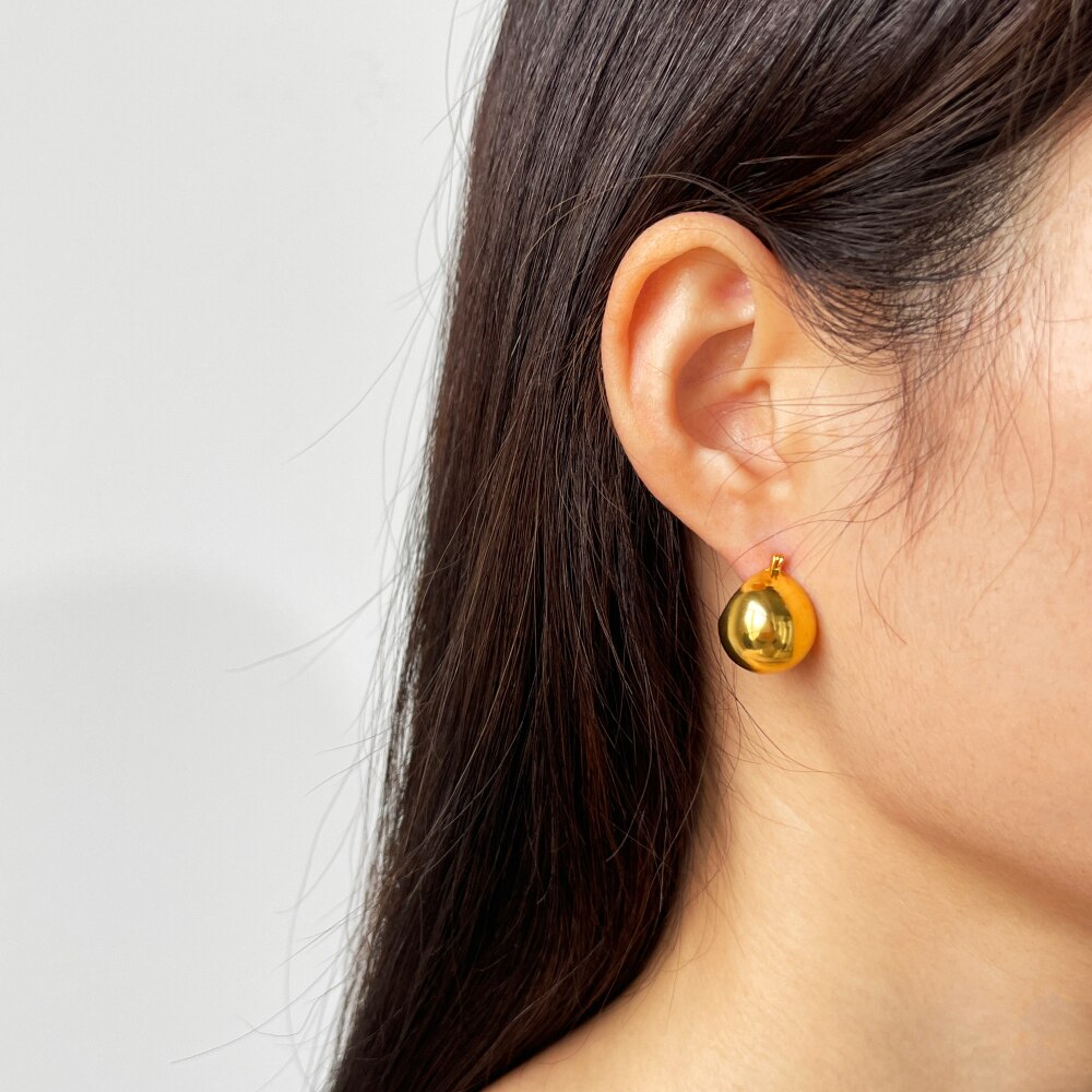 Peri&#39;sbox Minimalistische Elegante Gouden Bean Chunky Oorringen Voor Vrouwen Hollow Ronde Messing Huggie Oorbellen Party 2022