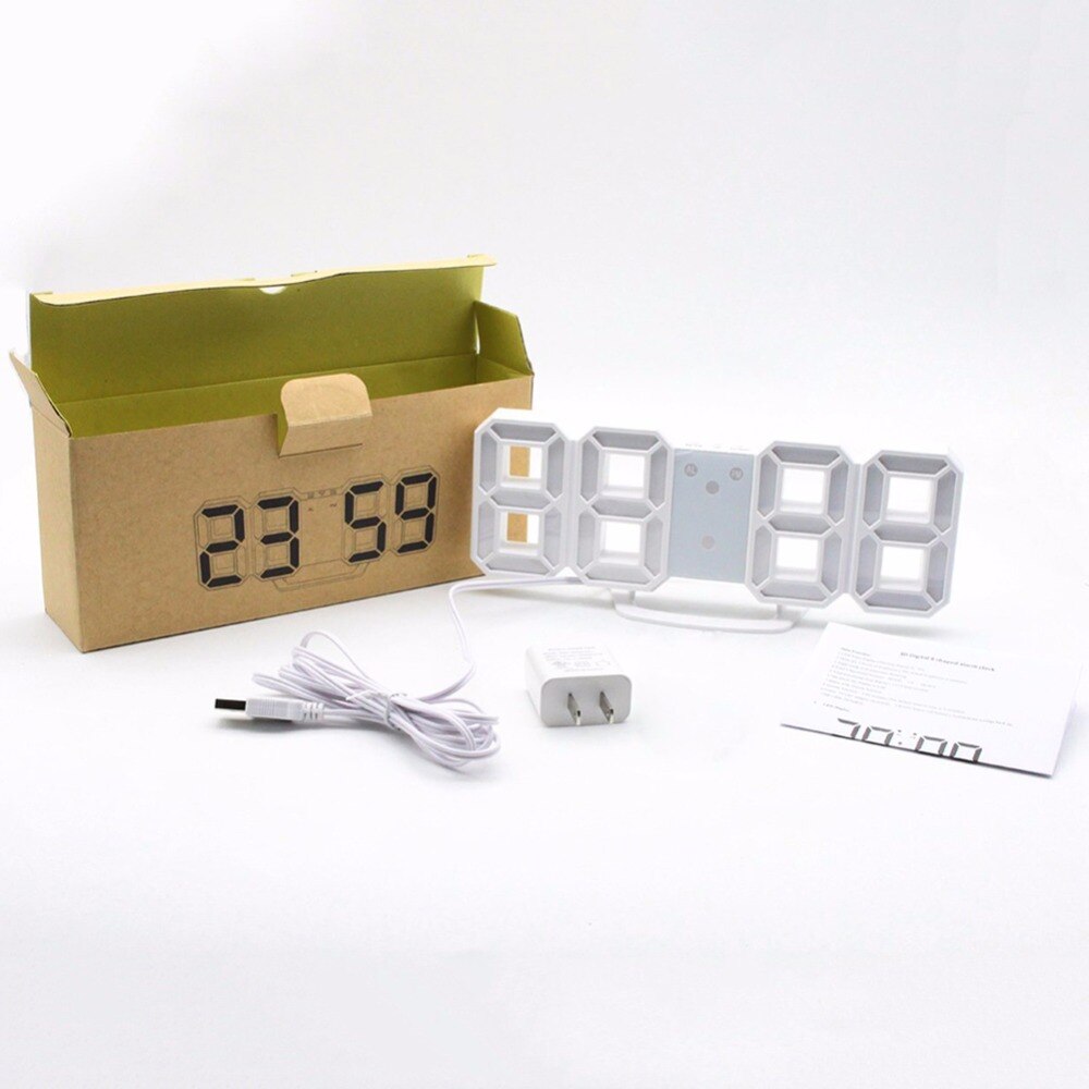 Modern 3D LED Digital Clock Table Clock Watches 24 or 12-Hour Display Alarm Snooze Alarm Clock For Home Room Decal