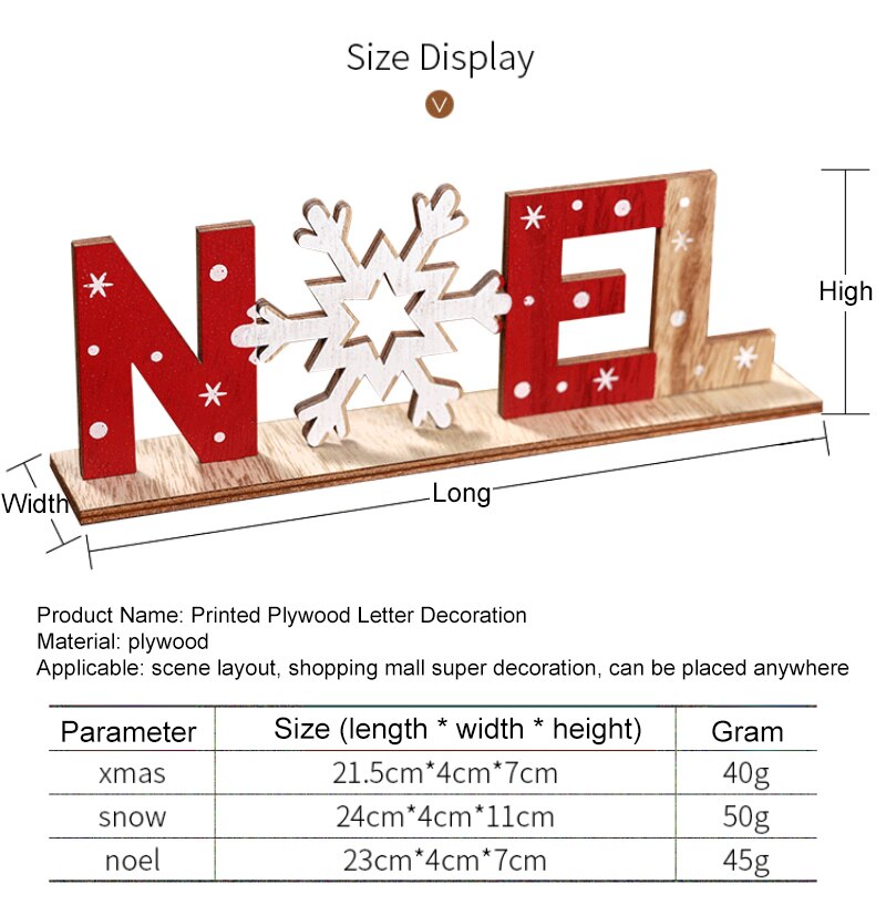 2 Styles Wooden Blocks Christmas Decorations For Home Wooden Letter Santa Clause Snowman Snowflake