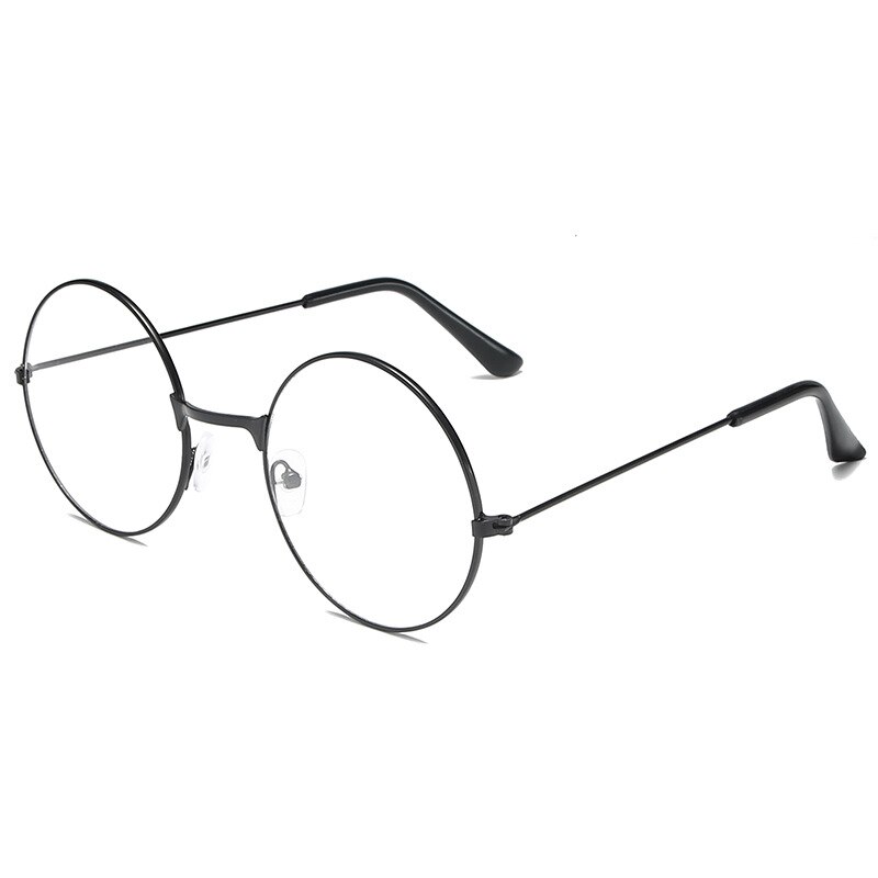 Monture de lunettes rondes en métal Vintage pour femmes et hommes, montures pour lunettes optiques, couleur or/noir/argent, accessoires lunettes: 1-Black