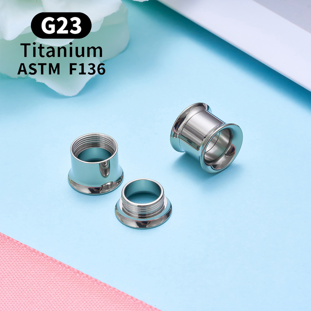 Tornillo de titanio G23, ajuste doble acampanado, oreja, túnel para carne, pendiente, expansor, ensanchador, Piercing, joyería corporal, medidores de oreja