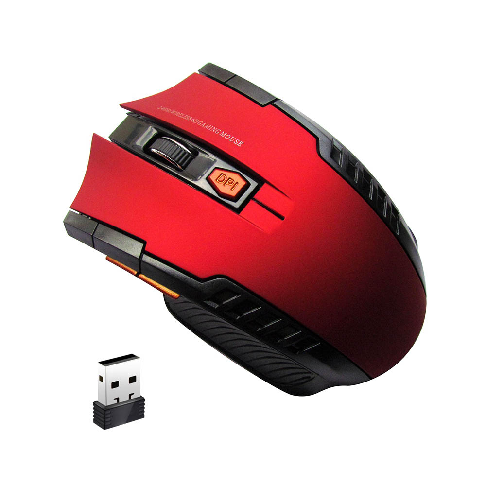 USB Gaming Wireless Mouse Gamer 2.4GHz Mini Receiver 6 Keys Computer Mouse Gamer Mice For Computer PC Laptop: Style 2 - Red