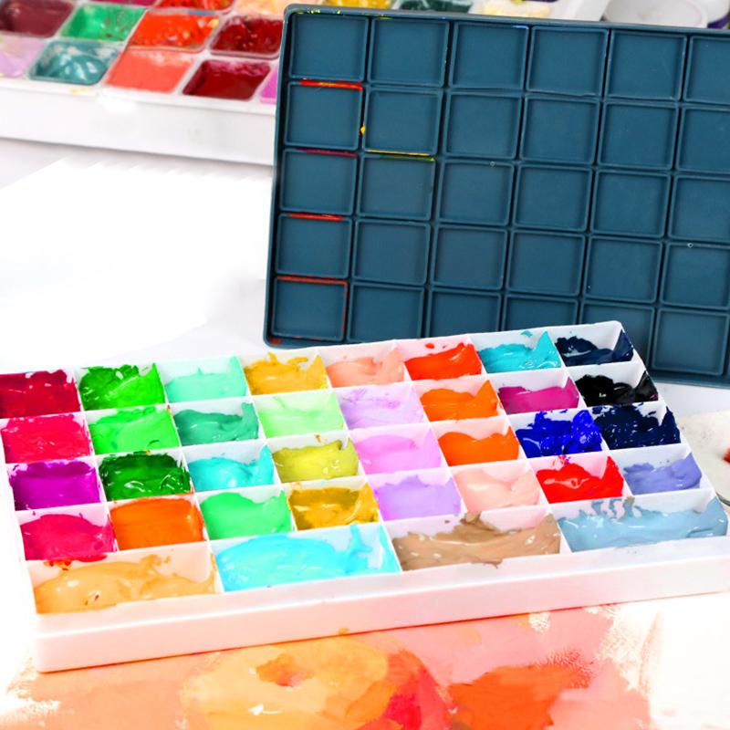 Compartment Palette Rubber Color Leaking Plastic Box For Watercolor Gouache Acrylic Oily Coatings Waterproof Pigment Palette