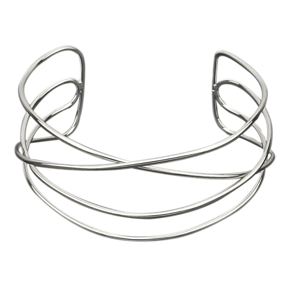 Manilai 3 camadas de metal torques gargantilha colares feminino pescoço ajuste bib colar ampla indicação maxi moda jóias africano: Silver Necklace4392