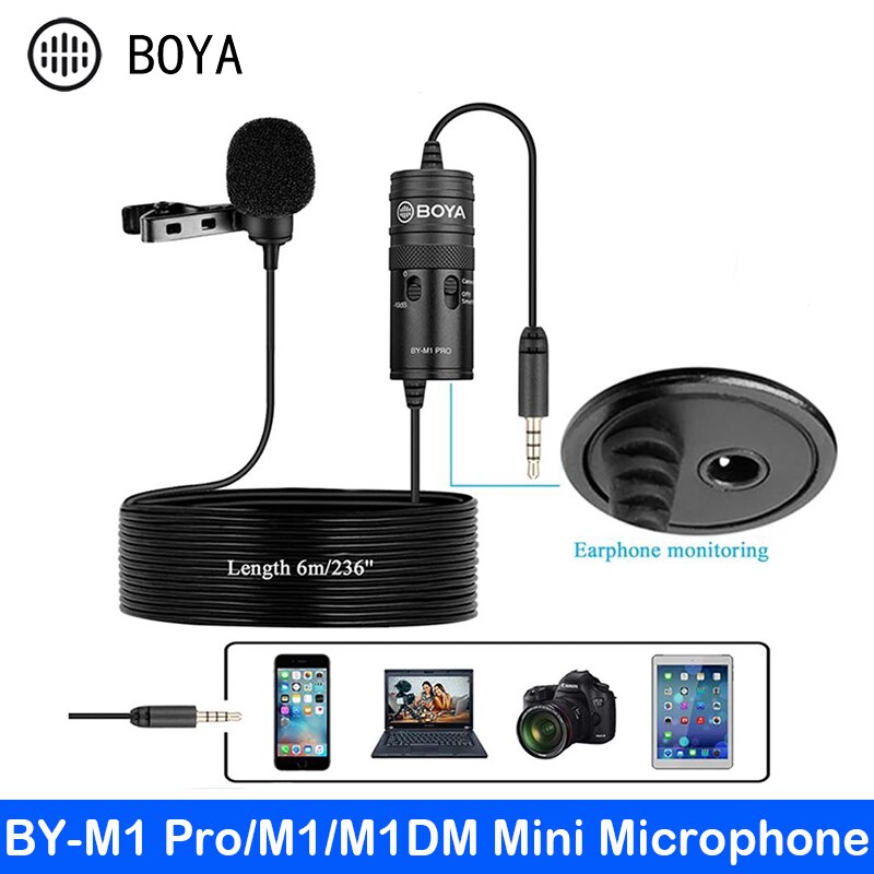 Boya BY-M1 Pro M1DM Mini Lavalier Microfoon 3.5Mm Audio Video Record Condensador Microfone Mic Voor Smartphone Pc Camera Dslr