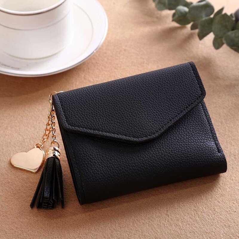 Vrouwen Portemonnee Leuke Student Tassel Hanger Korte Portemonnee Trend Kleine Mode Pu Portemonnee Portemonnee Dames Kaart Tas voor Vrouwen: As picture6