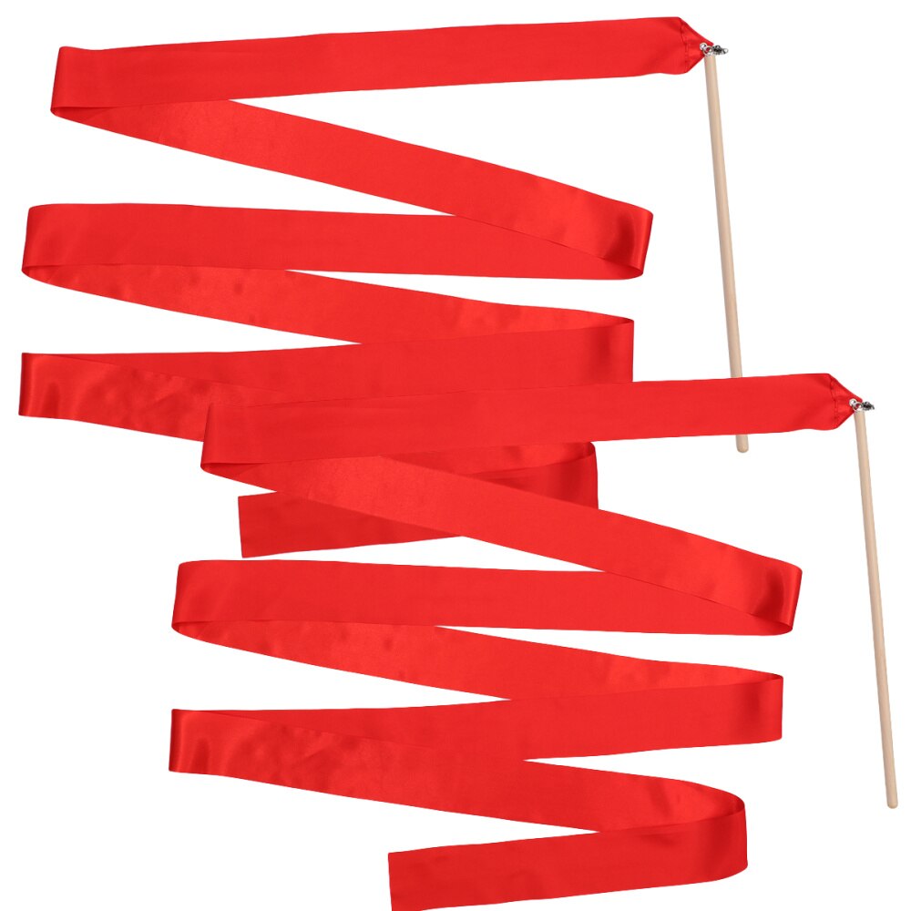 2Pcs 2m Colorful Rhythmic Gymnastics Ribbon Dancing Gymnastics Ribbon Dancing Streamers for Kids Children (Red)