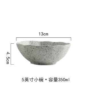 Nordic Pattern Pottery Tableware Lotus Leaf Ceramic Plate Hotel Dinner Plate Family Plate Dish Set: 4.5 Inch bowl