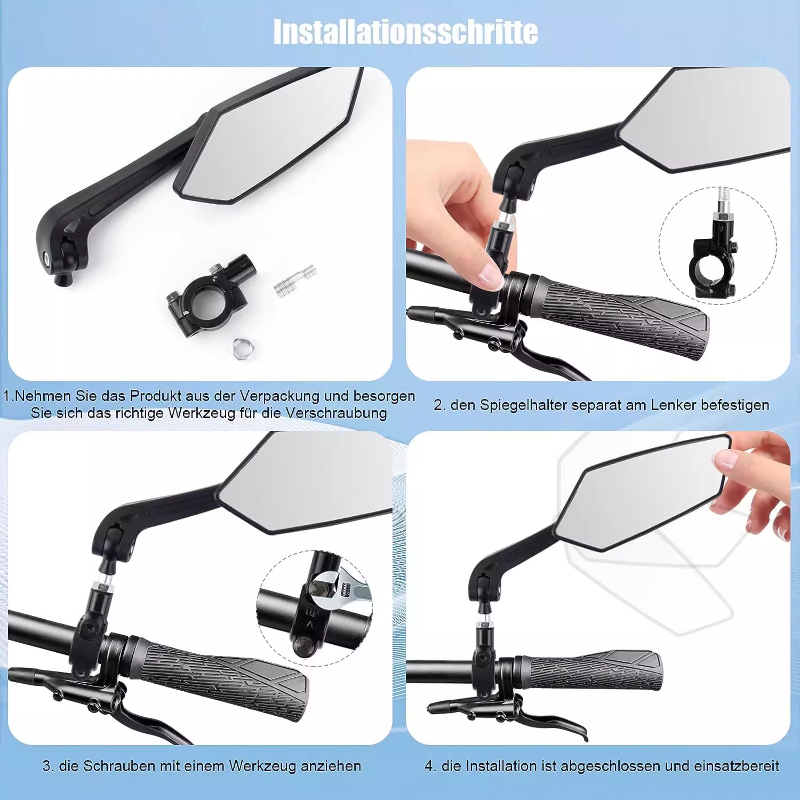 Reflector de espejo retrovisor para bicicleta, espejo de manillar giratorio ajustable, retrovisor transparente, accesorios para bicicleta y patinete eléctrico