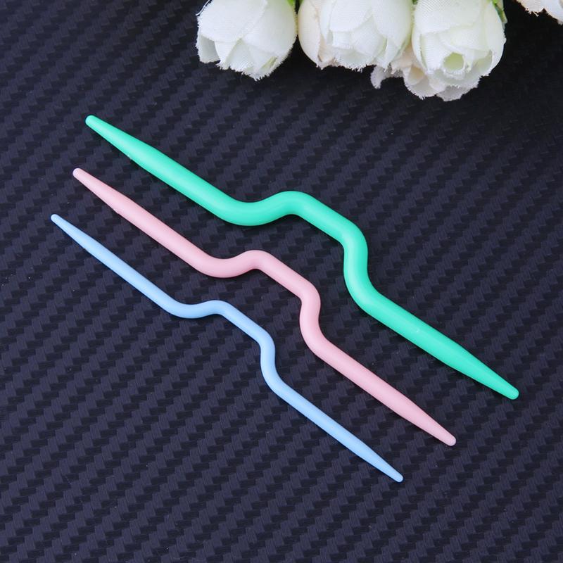 3pcs/set Plastic Twist Curved Needles Scarf Sweater Knitting DIY Handmade Weaving Tool Sewing Accessories Twist Curved Needles