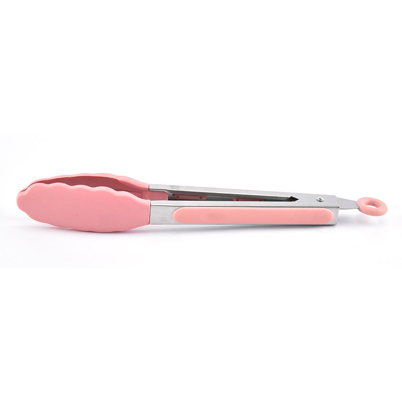 Silicone Food Tong Stainless Steel Kitchen Tongs Silicone Non-slip Cooking Clip Clamp BBQ Salad Tools Grill Kitchen Accessories: green