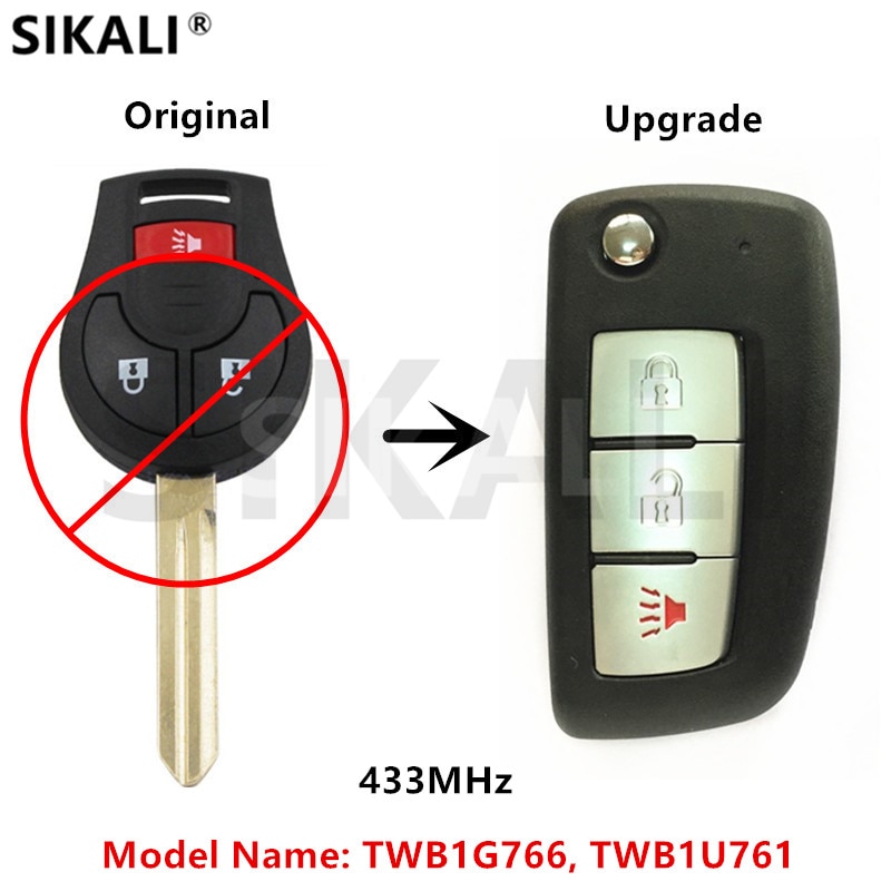 SIKALI Upgraded Car Remote Key for NISSAN March Qashqai Sunny Sylphy Tiida X-Trail 433MHz ID46 Chip