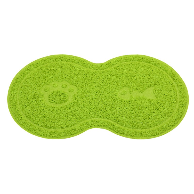 Cat Bowl Mat Dog Pet Feeding Water Food Dish Tray Wipe Clean Floor PVC Placemat: Green