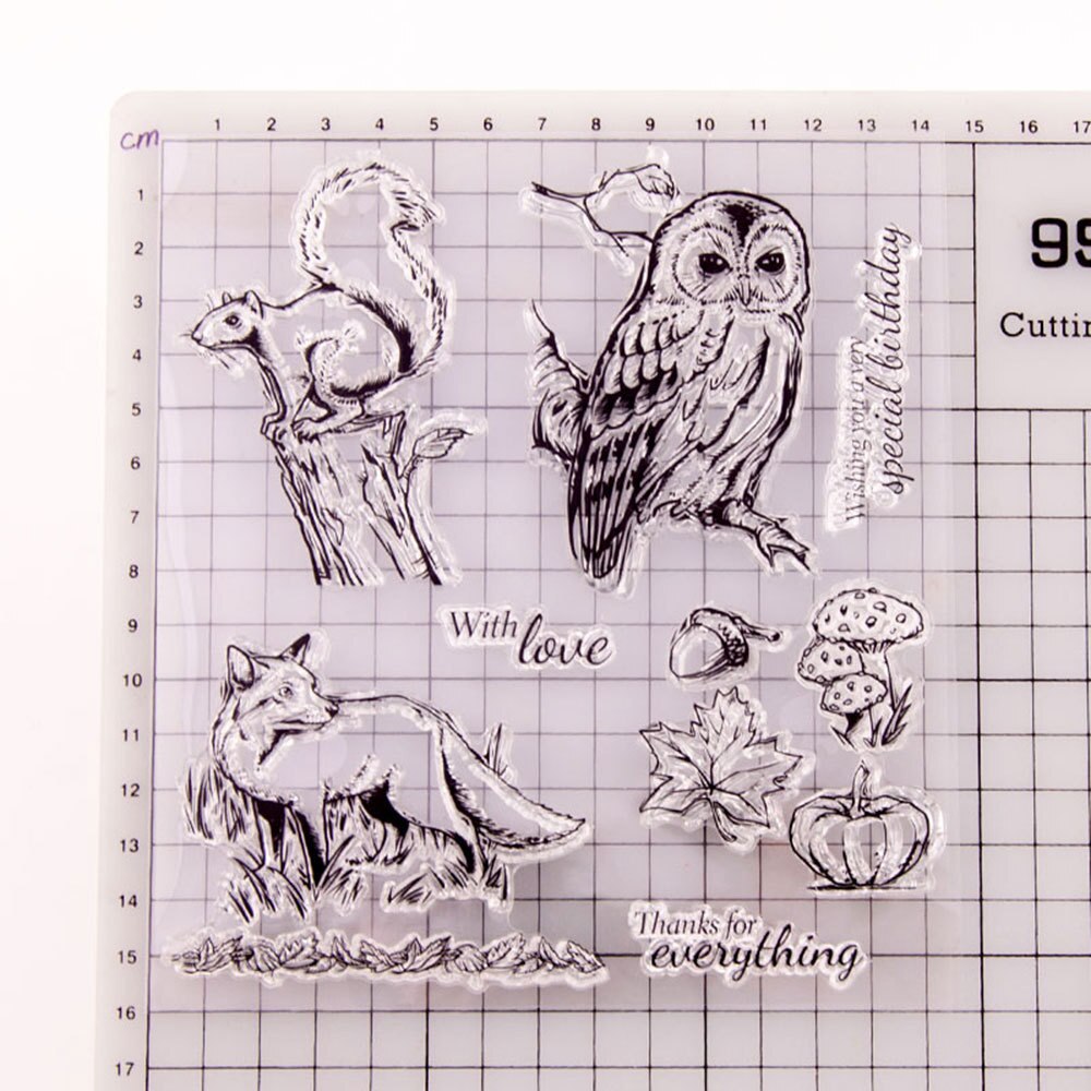 Flower animal Clear Stamps for Scrapbooking Tampons Transparents Seal Background Stamp Card Making Diy: Light Grey