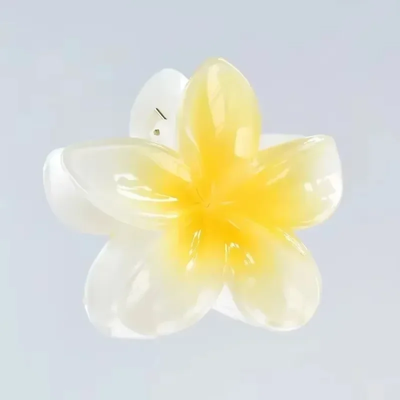 3 pçs novo 4/8cm gradiente flor acessórios para o cabelo conjunto estilo praia grampos de cabelo flor garra clipes verão flor grampos de cabelo estilo havaiano: YELLOW
