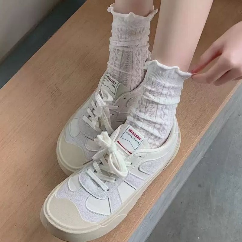 Femmes Lolita chaussettes Sexy équipage chaussettes pour femme été solide creux filles doux mignon moyen chaussettes pour femmes maille mince Sexy