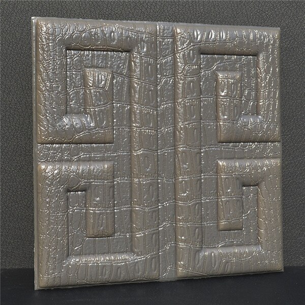 5 pièces 30*30 cm Crocodile Peau Soulagement 3D Tuile Flexible Autocollants Pour Le Fond de TV Auto-Adhésif Décor À La Maison Papier Peint Art décalque bricolage: grey