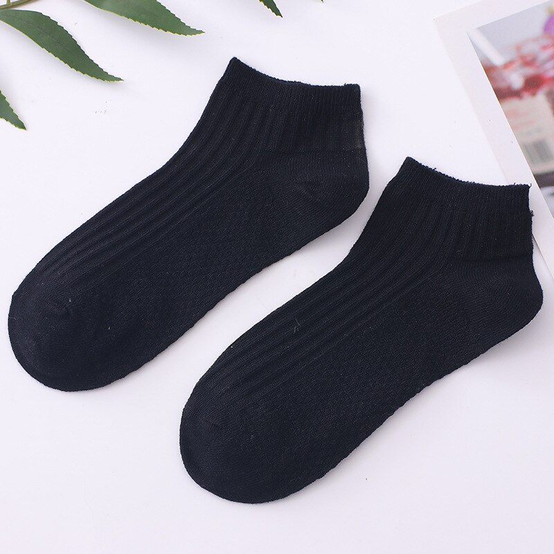 10 Pairs Men Boat Socks Cotton Breathable Short Sock Solid Color Black White Grey Sweat Sports Cycling Socks: black