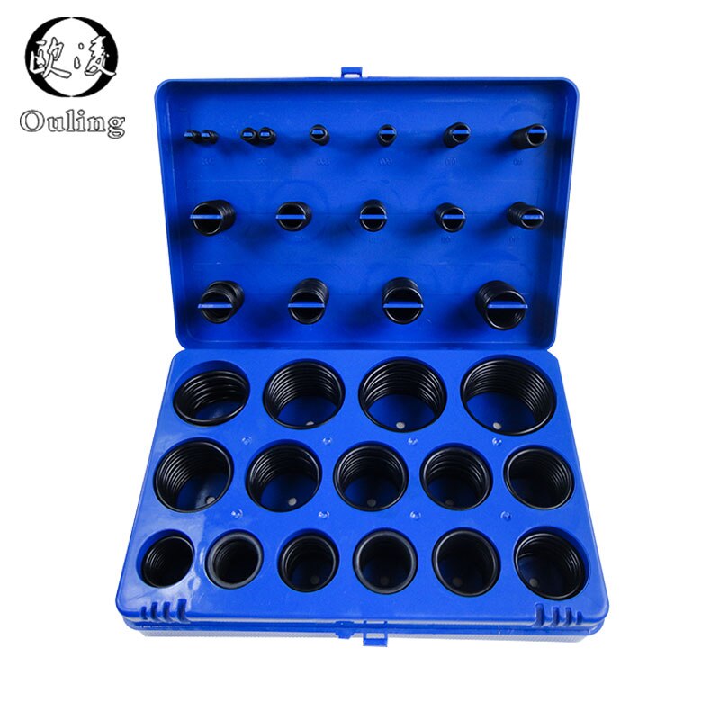 382 Stuks Nbr O Ringen Rubber Ring Kit 30 Maten Nitril Oring Afdichting O-Ringen Set Pakking Blauw Assortiment kit Doos Olie Weerstand Ring
