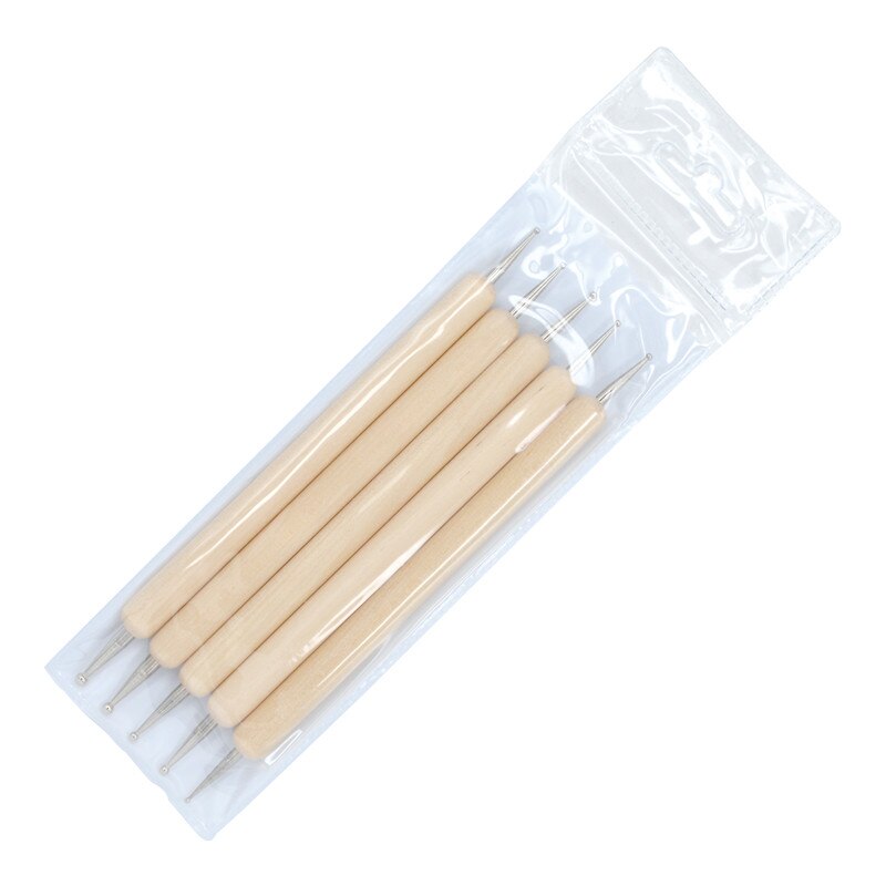 YZWLE 5 unids/pack herramientas del arte del clavo de la manija de madera pintura dibujo cepillo pluma pincel de 2 HERRAMIENTA PARA HACER puntos de decoración de uñas 16