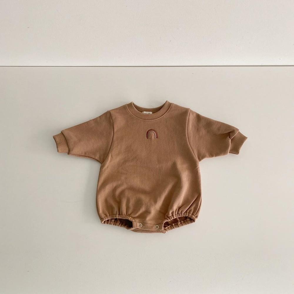 MILANCEL 2020 vestiti del bambino arcobaleno ricamo tuta del bambino o del collo del bambino dei ragazzi di un pezzo lungo del manicotto del bambino tutina: marrone / 24M